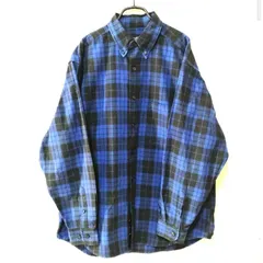 エディーバウアー ネルシャツ M 青黒 チェック 90s 黒タグ/香港製