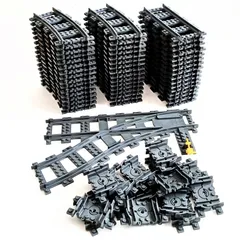 レゴ 正規品 中古 線路48本(カーブ+ストレート) 分岐レール1本 フレキシブル16個 レゴブロック【管理番号：4769】