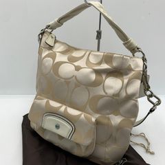 중고 品 COACH コーチ シグネチャー クリスティン キャンバス ショルダーバッグ カバン トートバッグ 180-261016-ko-07-teih