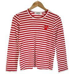 중고 PLAY COMME des GARCONS ロンT 長袖 トップス クルーネック ボーダー ワンポイント AD2013 AZ-T163 日本製 ドメスティック 古着 2496