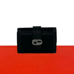 極 美品 希少品 GUCCI グッチ G ロゴ 刻印 金具 レザー 本革 ナイロン 三つ折り キーケース キーホルダー ブラック 黒 34966