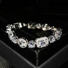 925スターリングシルバー モアサナイトブレスレット