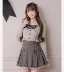PIUM ヨークスリット ハートボタン ニットスカートセット