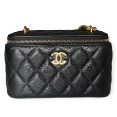 CHANEL(シャネル) チェーンショルダーバッグ マトラッセ ココマーク バニティバッグ キャビアスキン 黒 保存袋あり レディース【中古】