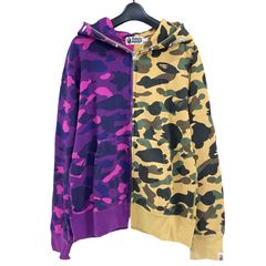 A Bathing Ape アベイシングエイプ Ape Head Full Zip パーカー 迷彩 パープル イエローベージュ サイズM 【FJ1016】