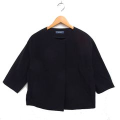 ア･カピート Hai Capito? ノーカラー ジャケット コットン混 ワイド スナップボタン 無地 40 黒 ブラック /NT21