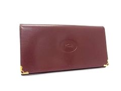 CARTIER カルティエ 長財布 マストライン ボルドー系 レザー ユニセックス ゴールド金具 二つ折り財布 美品