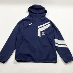 ★ asics アシックス ブルゾン ジップフーディ アウター ロゴ スポーツウェア ネイビー M メンズ