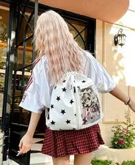 リュック ナップサック 星柄 クリアポケット 大容量 巾着バッグ 推し活 RK005