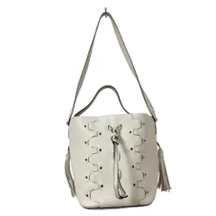 FURLA フルラ ヴィットリア 2WAY レザー バケット ショルダーバッグ ホワイト レディース中古 古着 USED 良品