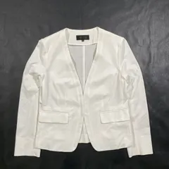 ★ UNTITLED アンタイトル ノーカラージャケット アウター 長袖 Vネック 日本製 婦人服 無地 シンプル ホワイト 2 レディース