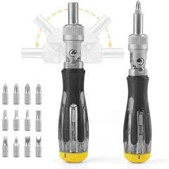【激安】★ラチェットドライバー 13 in 1セット 差替式 ドライバー 180°回転可能 内蔵式ビット12本 ドライバーセット