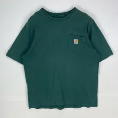 古着 カーハート Carhartt 半袖Tシャツ 胸ポケット ワンポイント クルーネック ショートスリーブ L  グリーン系 メンズ