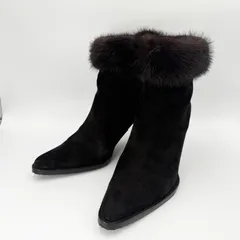 【美品】sergio rossi ファートリム スエード ショートブーツ 37