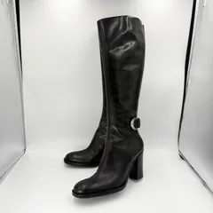 sergio rossi サイドベルト レザー ロングブーツ 37