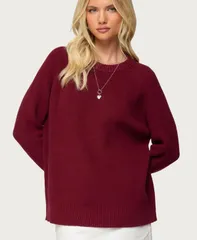 アディクテッド レディース アウター ニット・セーター セーター ニット Edikted Womens Lavonne Oversized Knit Raglan Sweater Burgundy バ
