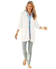 ウーマン ウィズイン レディース アウター ニット・セーター カーディガン Woman Within Womens Within ButtonFront Shaker Cardigan White ホ