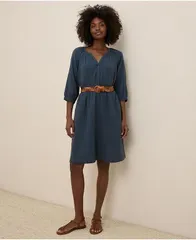 パクト レディース トップス ワンピース コットン Pact Womens Organic Cotton Coastal Double Gauze Peasant Dress French navy