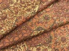 平和屋着物■上質な小紋　紬地　亀甲更紗花文　正絹　逸品　BAAY9275yc