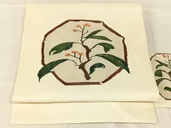 平和屋着物◎九寸名古屋帯　すくい織　枝花文　金糸　正絹　逸品　AABN1586dk
