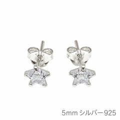 배송비 무료 シルバー925 CZダイヤモンド スターピアス 幅5mm 両耳用 2個セット 18G キュービックジルコニア シルバー silver925 星ピアス スタッドピアス シルバーピアス ジルコニアピアス シンプルピアス ストリート 韓国ファッション