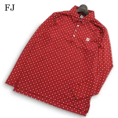 FJ FOOT JOY フットジョイ ゴルフ 通年★ 長袖 ロゴ刺繍 ストレッチ 幾何学柄 総柄 ボタンダウン ポロシャツ Sz.L メンズ
