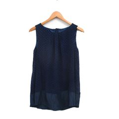 ヴェールダンス Vert Dense バックボタン シャツ ブラウス ノースリーブ ドット M ネイビー 紺 /KT29