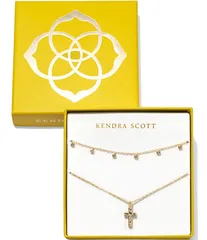 ケンドラスコット レディース アクセサリー ネックレス・チョーカー レース Kendra Scott Amelia Cross Necklace Gift Set Gold White Crystal