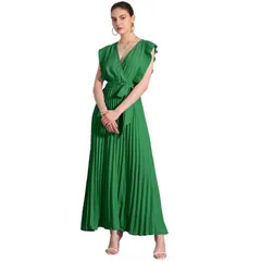 アレグラ ケー レディース トップス ワンピース Vネック プリーツ ミディ ALLEGRA K Midi Dresses For Womens Wrap V Neck Sleeeveless Ple