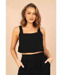 【送料無料】 Petal and Pup レディース シャツ トップス Womens Eleanor Cropped Top Black