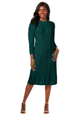 ジェシカロンドン レディース トップス ワンピース セーター Jessica London Cable Sweater Dress Emerald Green グリーン