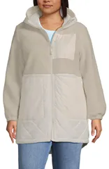 ランズエンド レディース アウター ジャケット・ブルゾン プラスサイズ キルティング パーカー フリース Lands End Plusize High Pile Fleece Quilted Mixe