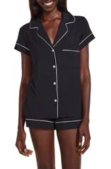 エバージェイ レディース アンダーウェア ナイトウェア Eberjey Gisele Short Pajamas Black Sorbet Pink ブラック