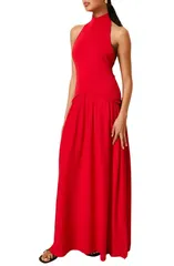 ソリッド アンド ストライプ レディース トップス ワンピース マキシ ホルター Solid Striped The Soglio Halter Maxi Dress Apple Red レッド