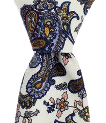 ダニエル クレミュ メンズ アクセサリー ネクタイ Cremieux Arlo FlowerPaisley Pattern 38 Woven Tie White ホワイト
