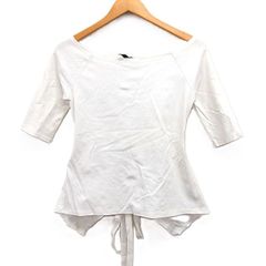 アウラアイラ AULA AILA バックカットアウト カットソー Tシャツ 5分袖 オフショルダー 無地 0 ホワイト 白 /FT41