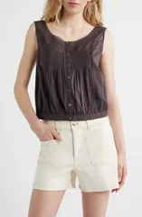 メイドウェル レディース トップス シャツ ノースリーブ レース Madewellace Inset Pintuck Sleeveless Top Chocolate Plum プラム