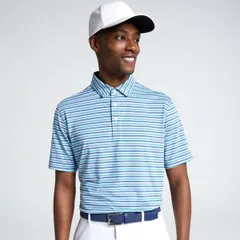 ウォルターヘーゲン メンズ トップス ポロシャツ Walter Hagen Mens Performance 11 Stripe Polo Clear BluePool Teal ブルー