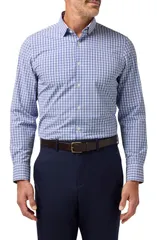 ミズンメイン メンズ トップス シャツ MizzenMain Leeward Trim Fit Cobalt Denis Plaid ButtonUp Shirt Cobalt Denis Plaid