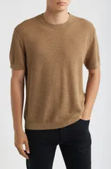 セオリー メンズ トップス シャツ セーター ニット Theory Kolben Pacific Short Sleeve Textured Knit Sweater Fresh Khaki カーキ