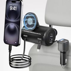OHLPRO スマホホルダー 車 充電器 後部座席 Magsafe対応 タブレットホルダーも対応 5台同時充電【 USB-C&USB-A Type-C&Lightningケーブル】 急速充電 2連カーチャージャー付き iPhone/iPad/ a8633dc3