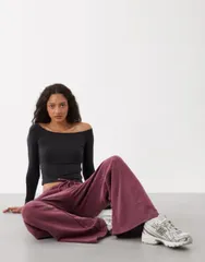 コットンオン レディース トップス シャツ Cotton Active ultra soft off shoulder long sleeve top Black ブラック
