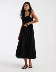 オンリー レディース トップス ワンピース ONLY smock midaxi dress Black ブラック