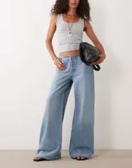 マンゴ レディース ボトムス デニムパンツ ジーンズ Mango relaxed jeans in light BLUE ブルー