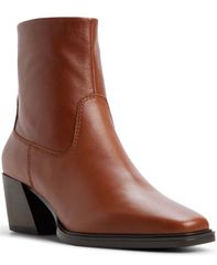 アルド レディース シューズ ブーツ・レインブーツ アンクル ヒール ALDO Womens Ybiraweth Flare Heel Ankle Booties Medium Brown Smoot