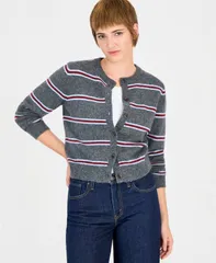 リーバイス レディース アウター ニット・セーター ウール カーディガン Levis Womens Claire Striped WoolBlend Cardigan Devin Stripe Hea