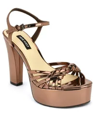 ナインウェスト レディース シューズ サンダル プラットフォーム Nine West Womens Nayya Woven Platform Dressandals Bronze Mirror Met