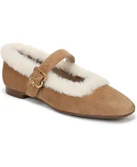 サムエデルマン レディース シューズ パンプス Sam Edelman Womens Michaela Fur Mary Jane Flats Bamboo Brown ブラウン