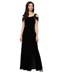 アレックスイブニングス レディース トップス ワンピース ベルベット Alex Evenings Womens Velvet Cold Shoulder Back Zipper Dress Black