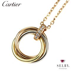 カルティエ K18YG/WG/PG ダイヤモンド ペンダントネックレス トリニティ 《セルビー銀座店》【中古】